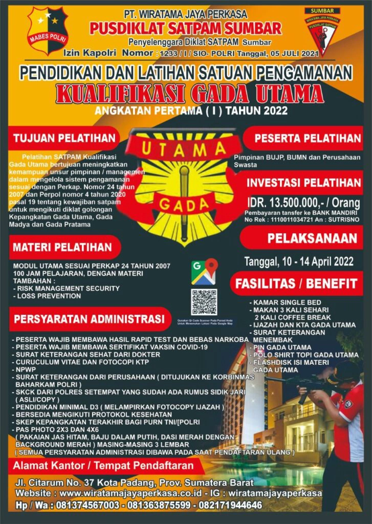 pelatihan satpam gada utama 2022 PT WJP Padang
